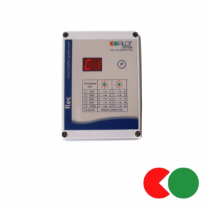 Regulador Digital COPILOT REC 3 para recuperador de calor IC10 1400r/mm con sonda de tª, 5 ciclos. En caja PVC con estanqueidad IP65.